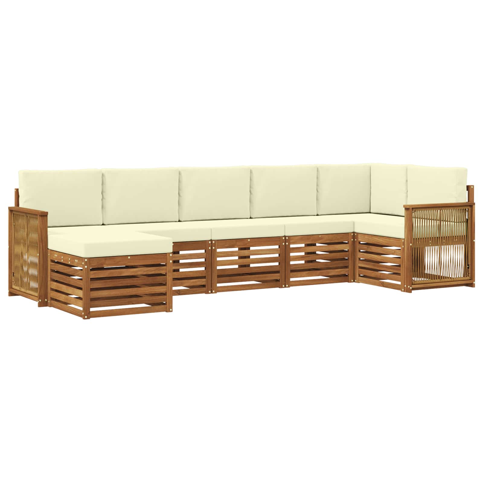 Ensemble de canapé d'angle avec coussin 6 pcs Naturel et Crème - XIOS
