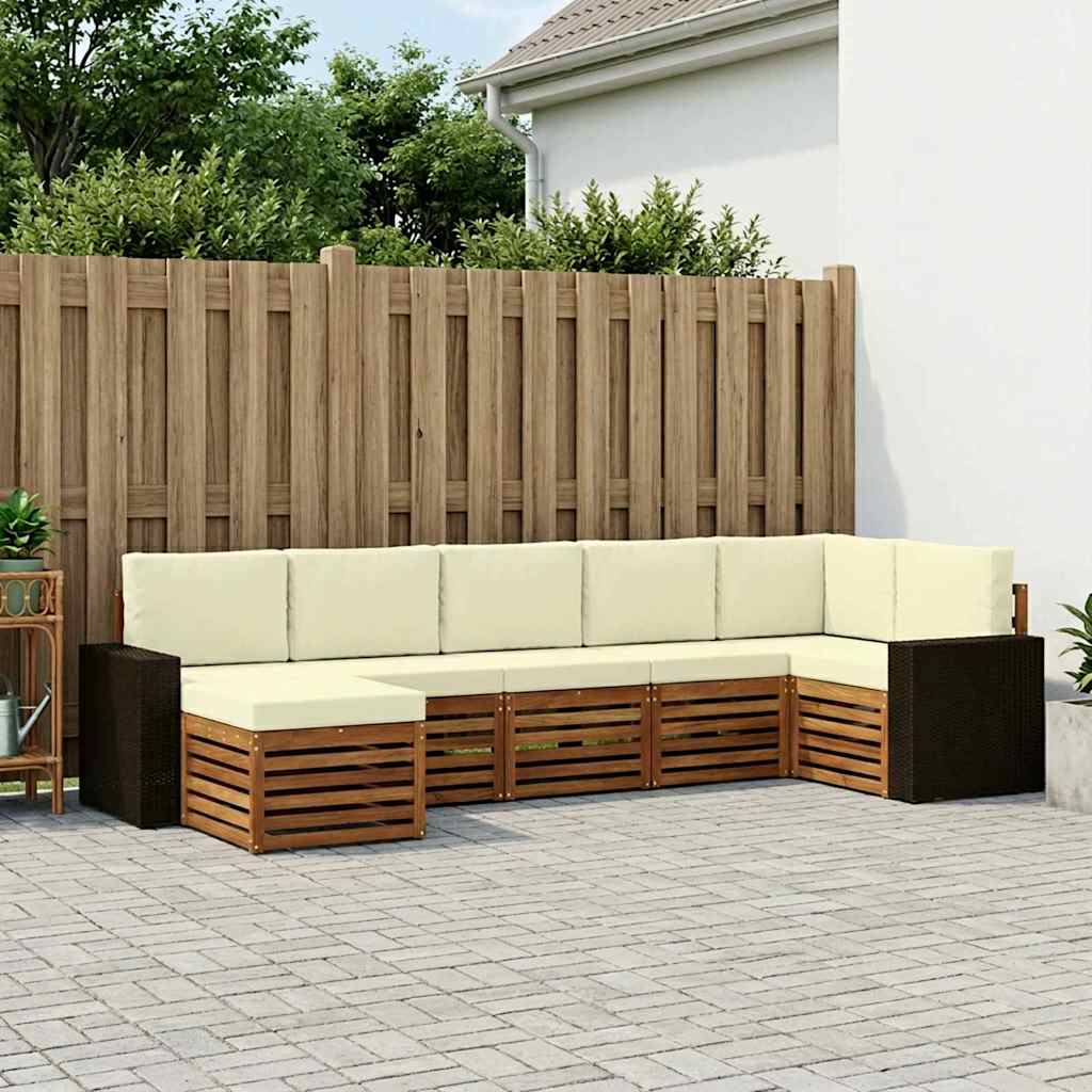 Ensemble de canapé d'angle avec coussin 7 pcs Naturel et Crème - XIOS