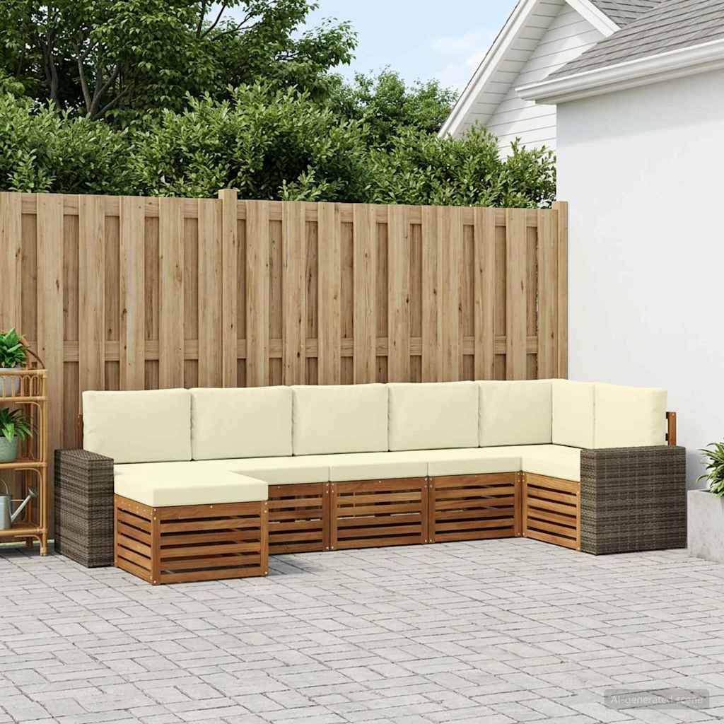 Ensemble de canapé d'angle avec coussin 7 pcs Naturel et Crème - XIOS