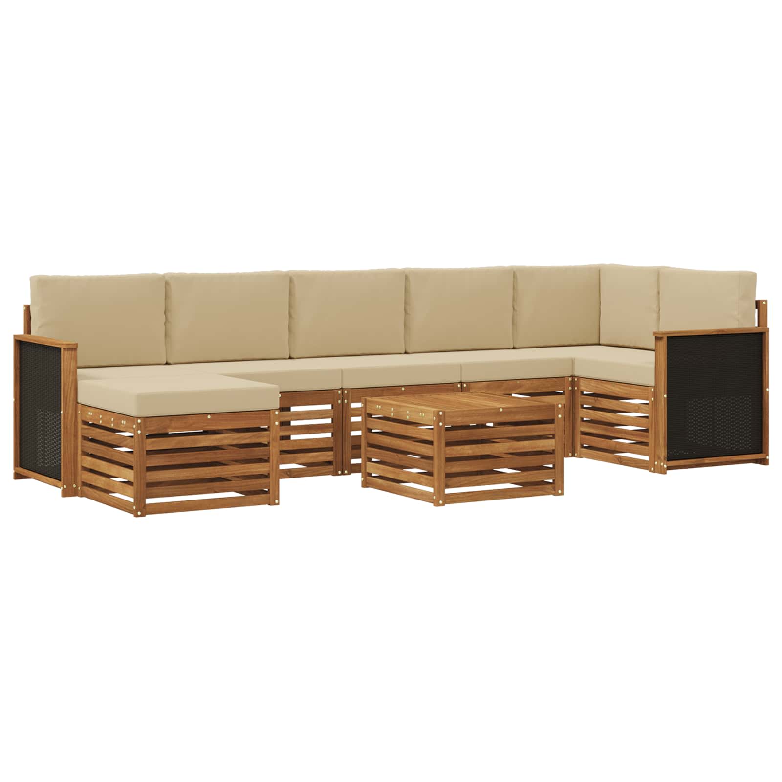 Ensemble de canapés d'extérieur avec coussin 7 pcs Naturel - XIOS