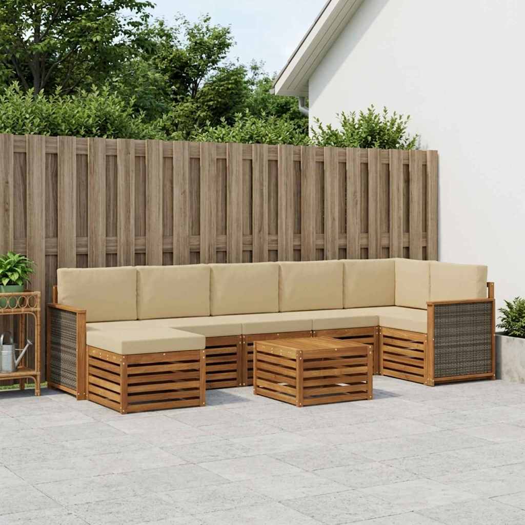 Ensemble de canapés d'extérieur avec coussin 7 pcs Naturel - XIOS