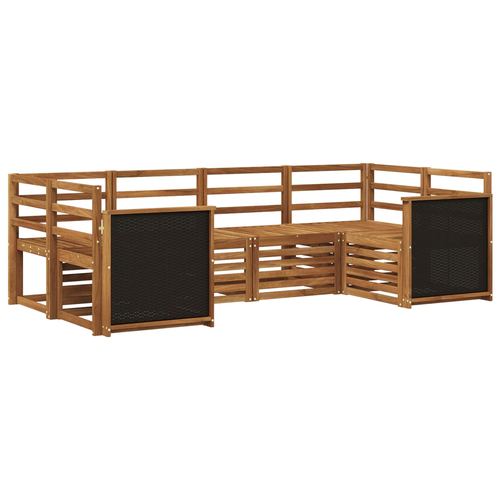 Ensemble de canapé d'angle 5 pcs Naturel Bois d'Acacia Massif - XIOS