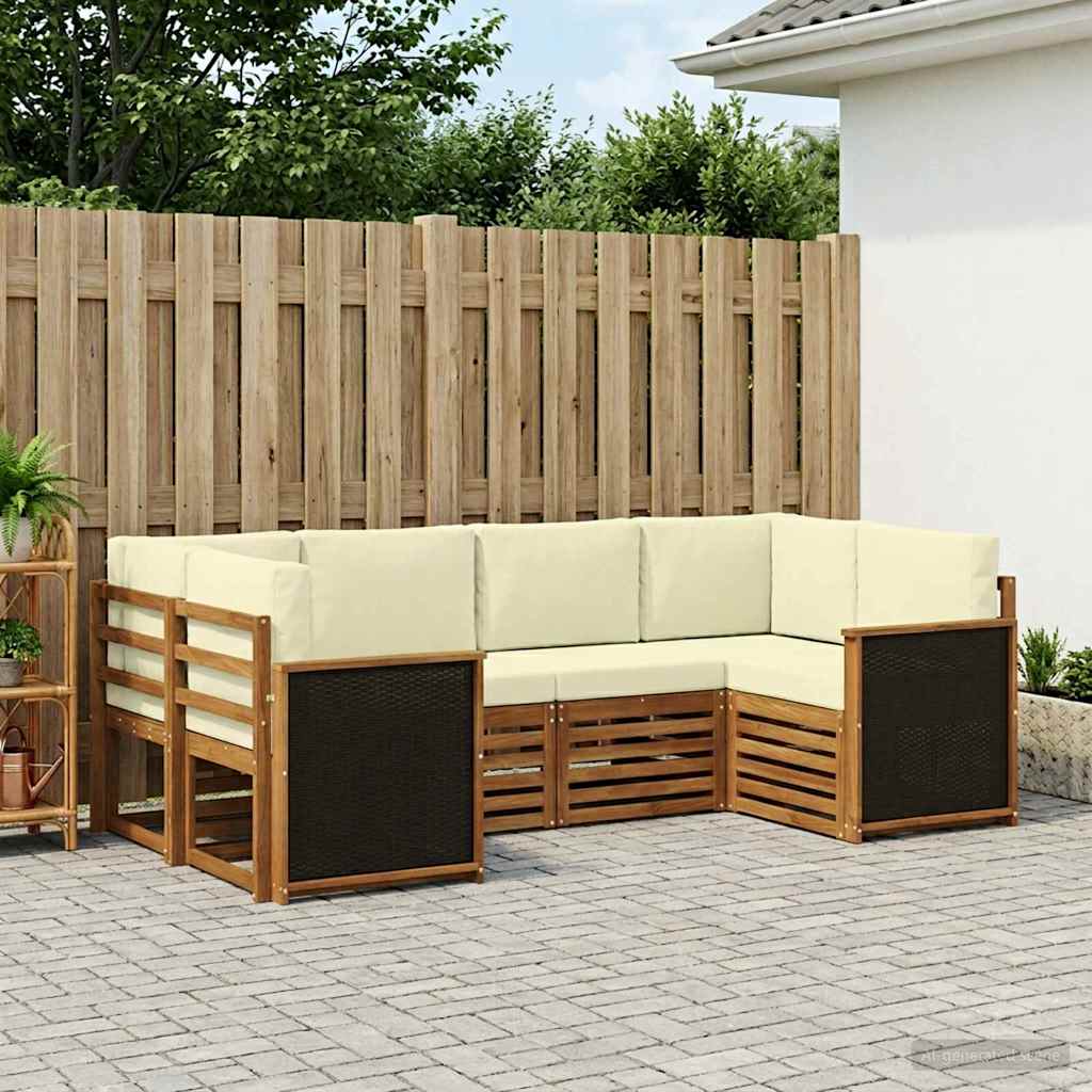 Ensemble de canapé d'angle avec coussin 5 pcs Naturel et Crème - XIOS