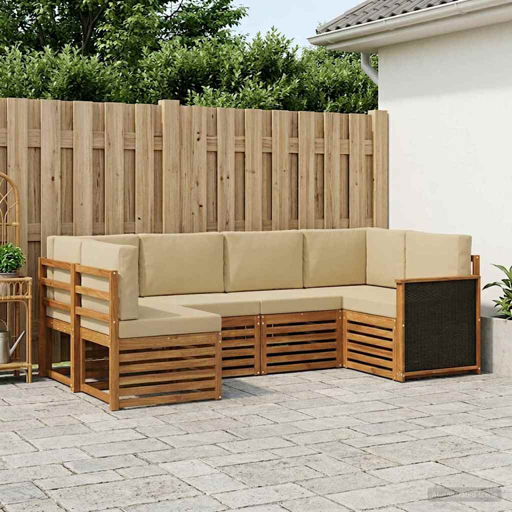 Ensemble de canapé d'angle avec coussin 5 pcs Naturel - XIOS