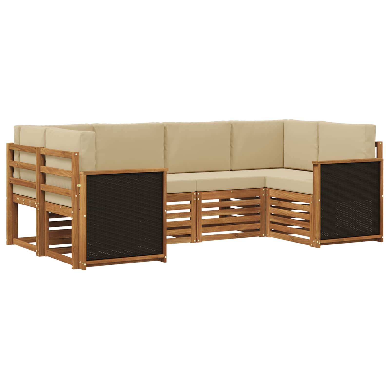 Ensemble de canapé d'angle avec coussin 5 pcs Naturel - XIOS