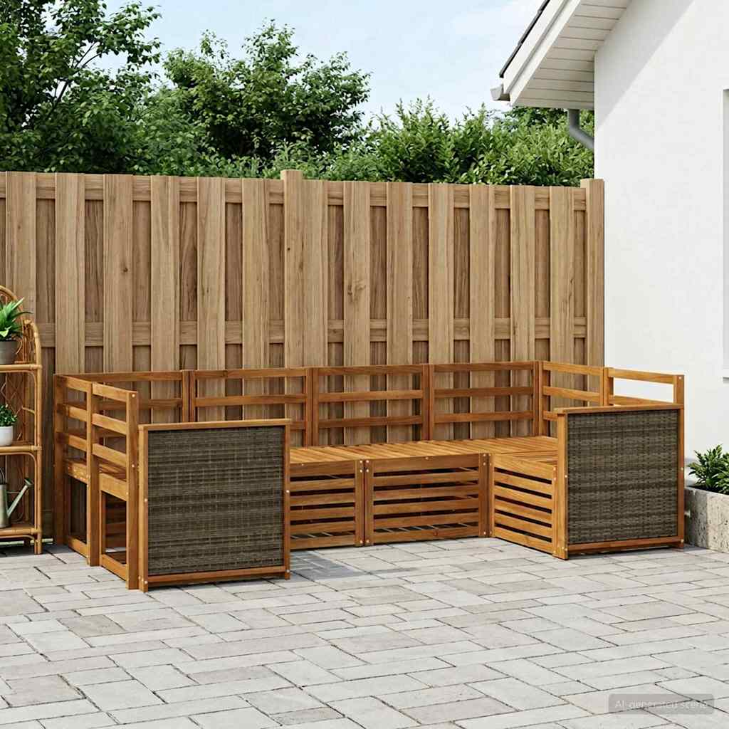 Ensemble de canapé d'angle 5 pcs Naturel Bois d'Acacia Massif - XIOS