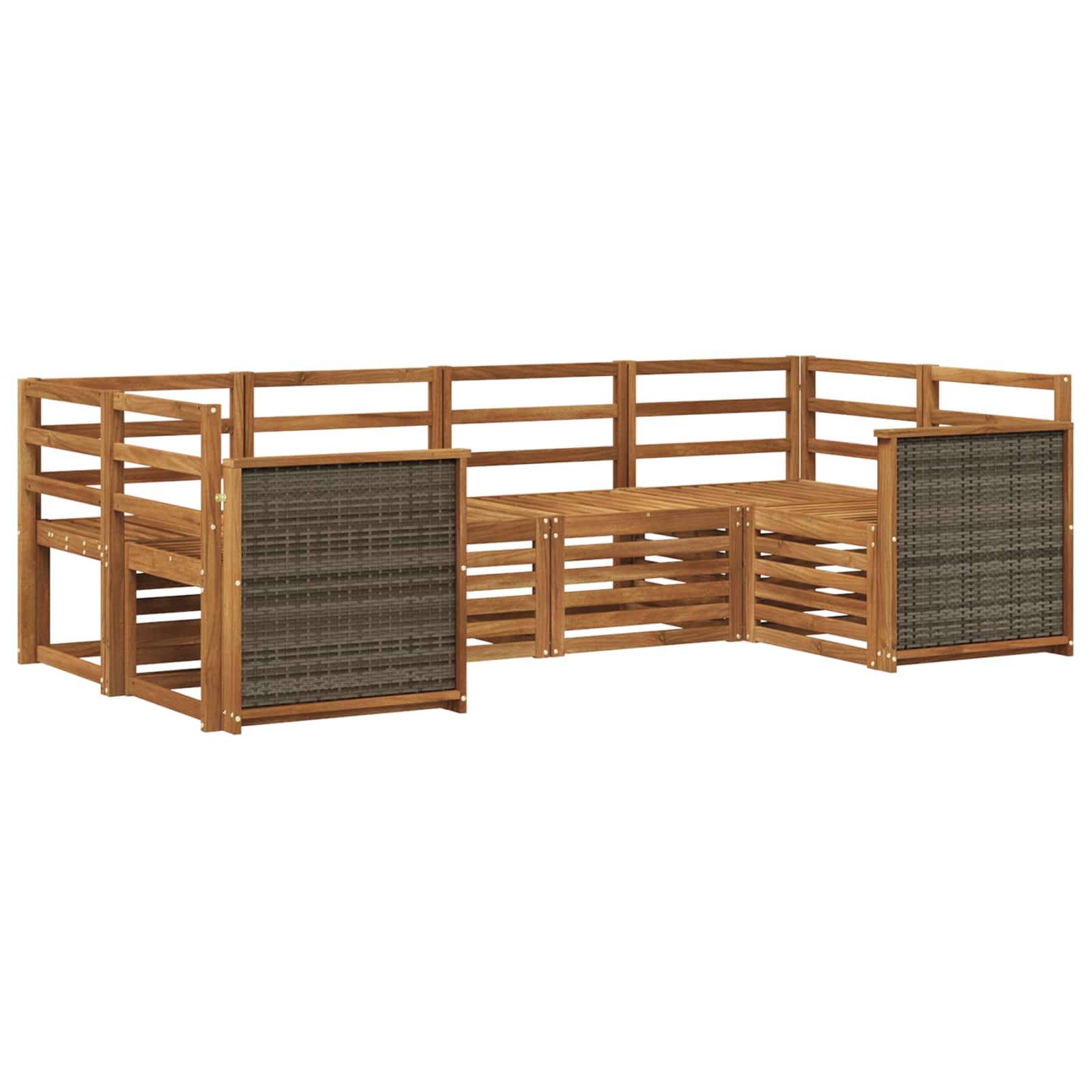 Ensemble de canapé d'angle 5 pcs Naturel Bois d'Acacia Massif - XIOS