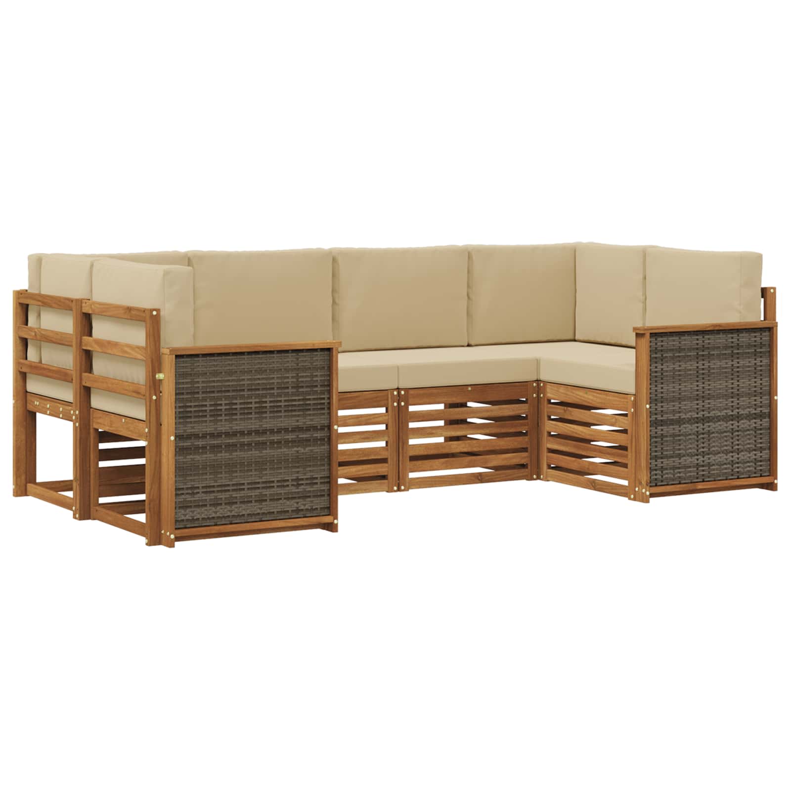 Ensemble de canapé d'angle avec coussin 5 pcs Naturel - XIOS