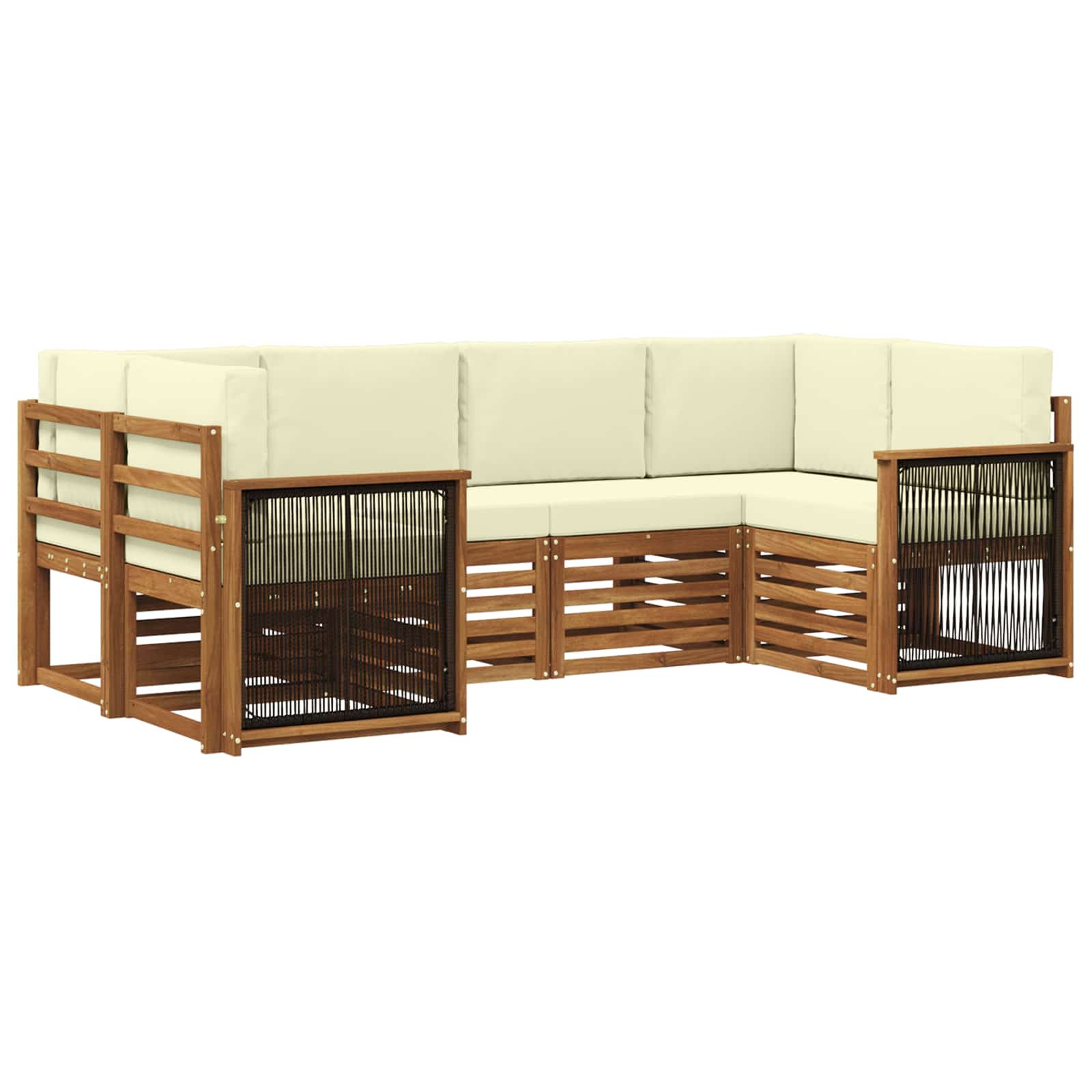 Ensemble de canapé d'angle avec coussin 5 pcs Naturel et Crème - XIOS