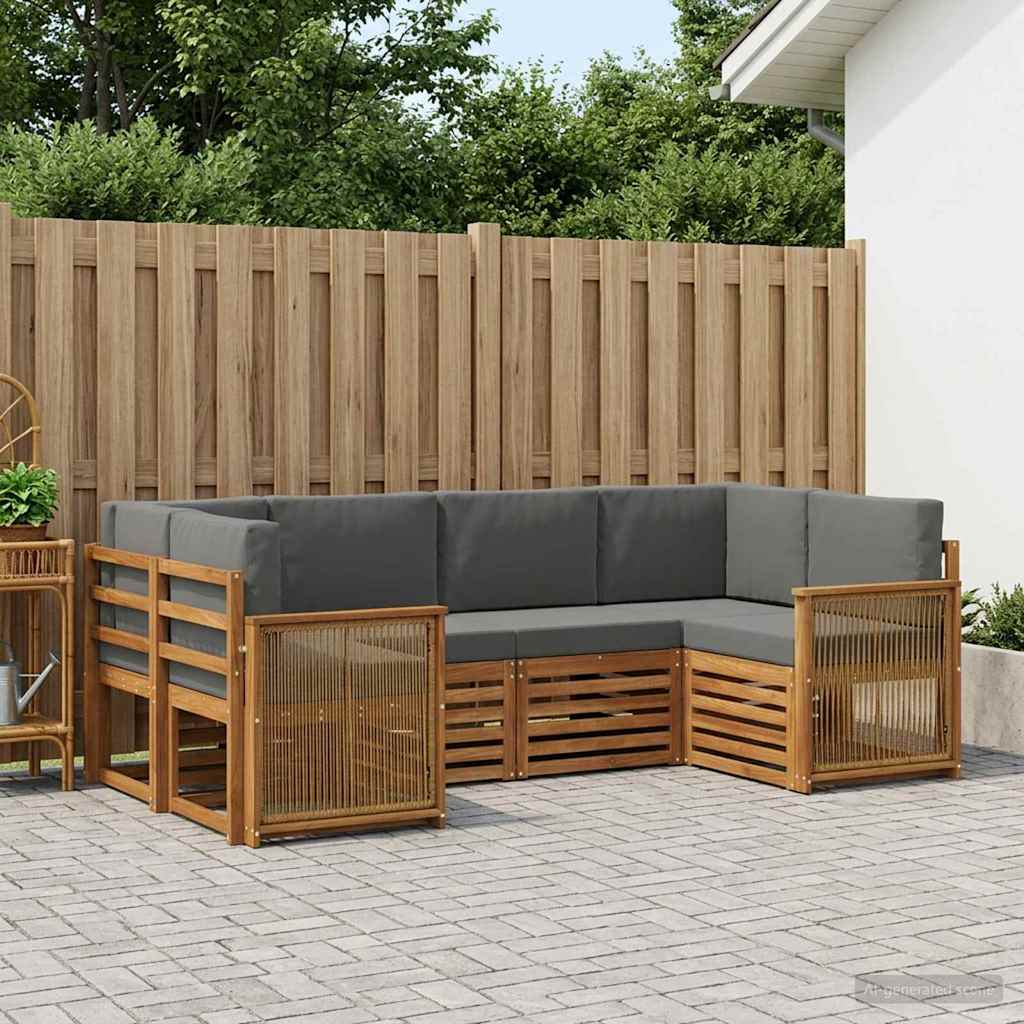 Ensemble de canapés d'extérieur 5 pc Naturel et Anthracite