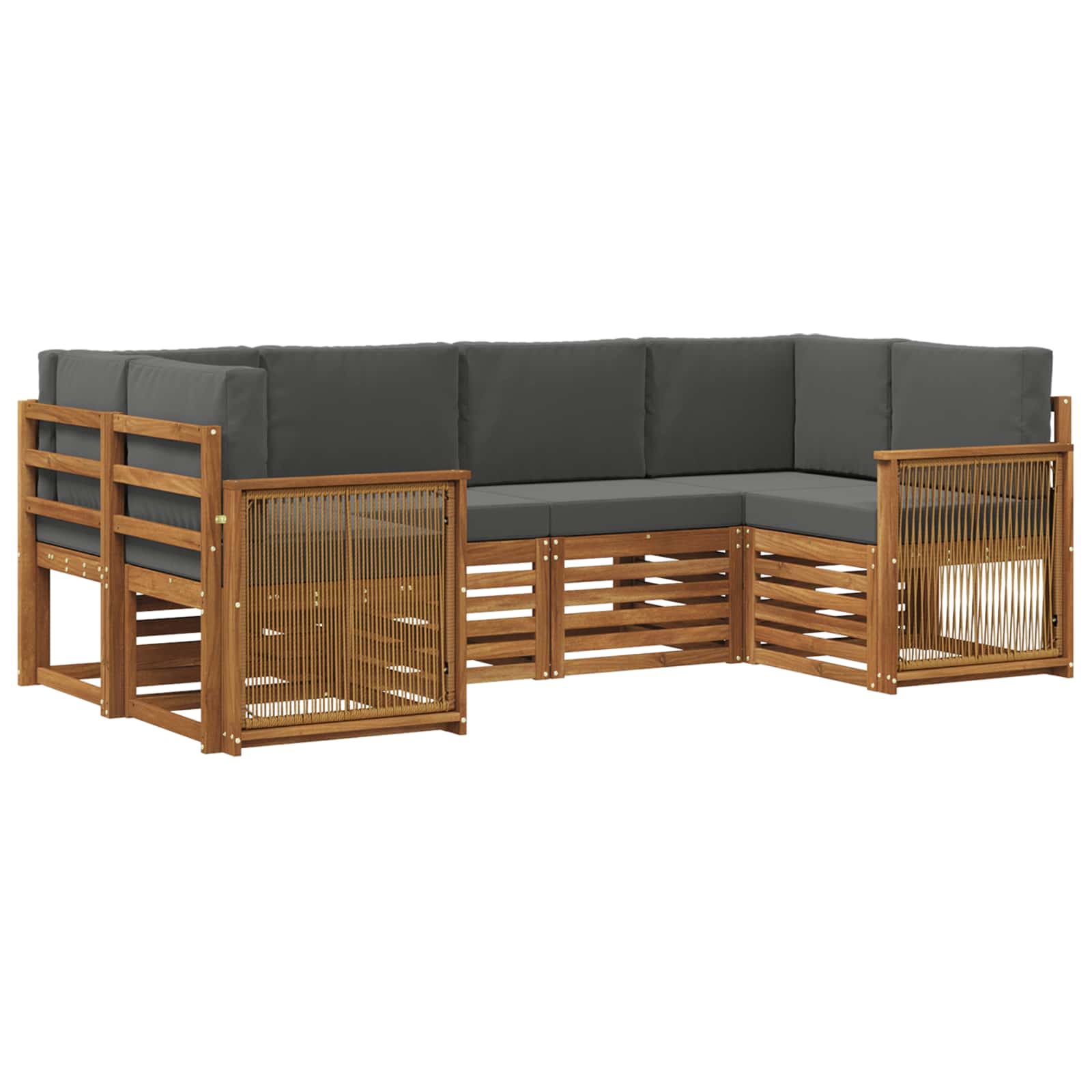Ensemble de canapés d'extérieur 5 pc Naturel et Anthracite