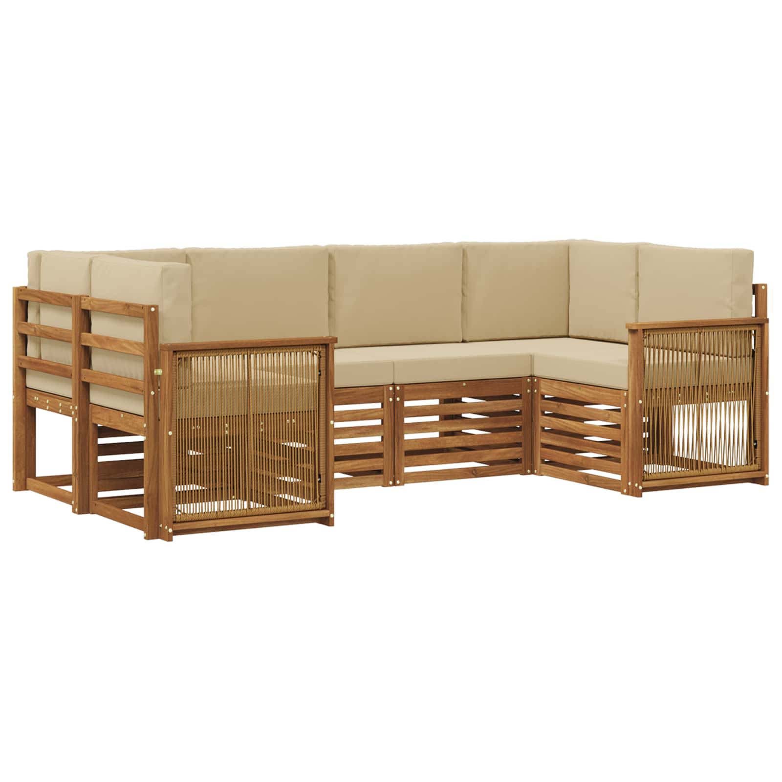 Ensemble de canapé d'angle avec coussin 5 pcs Naturel - XIOS