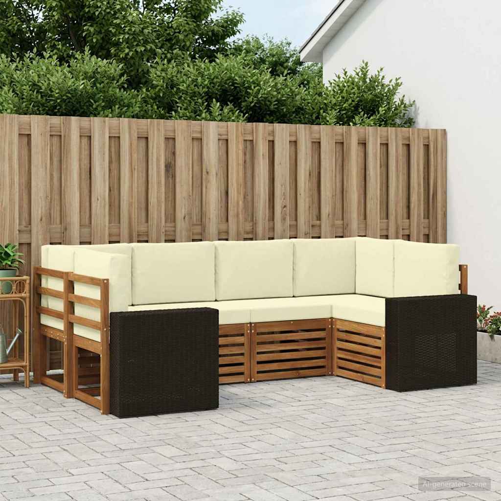 Ensemble de canapés d'extérieur 6 pc Naturel et Crème Polyester