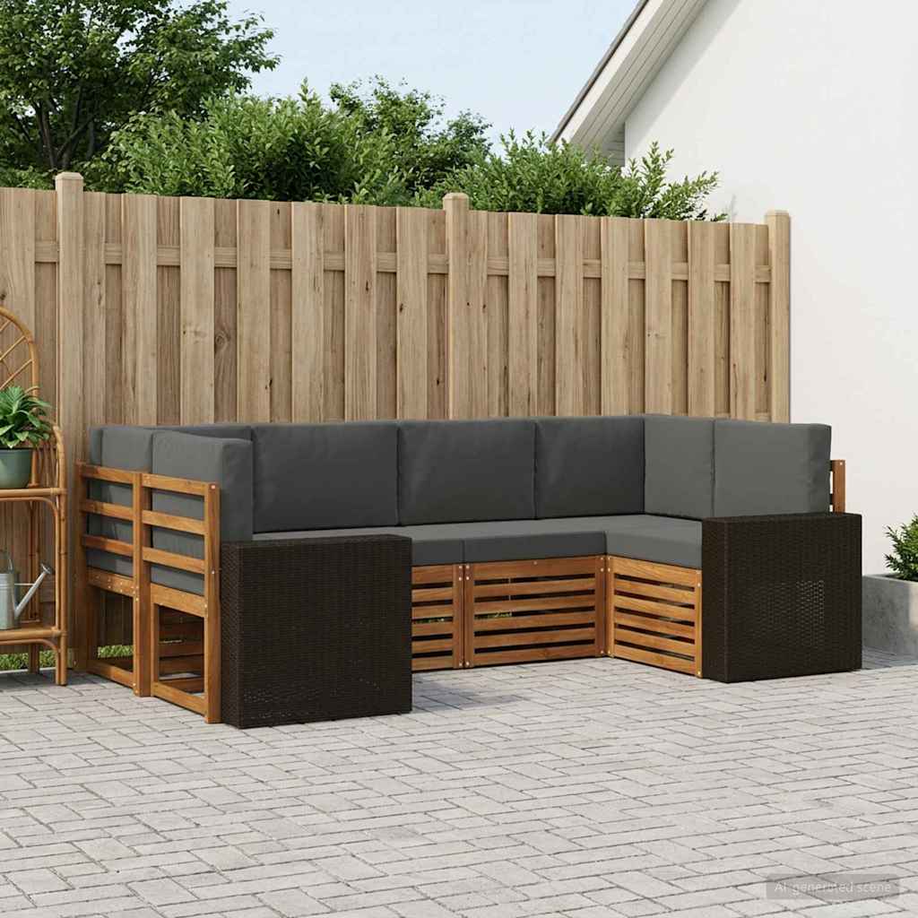 Ensemble de canapés d'extérieur 6 pc Naturel et Anthracite
