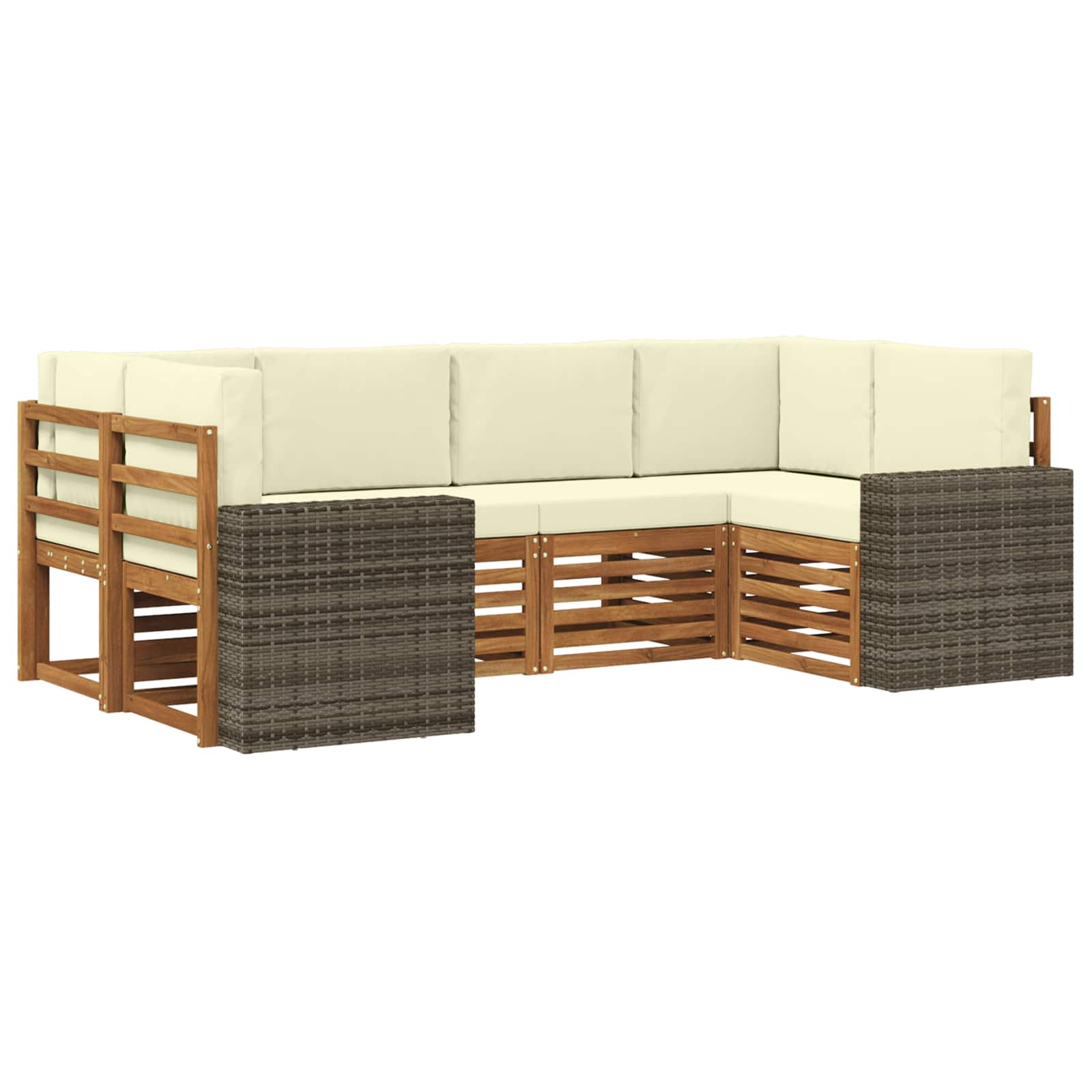 Ensemble de canapé d'angle 6 pcs Naturel et Crème Polyester - XIOS