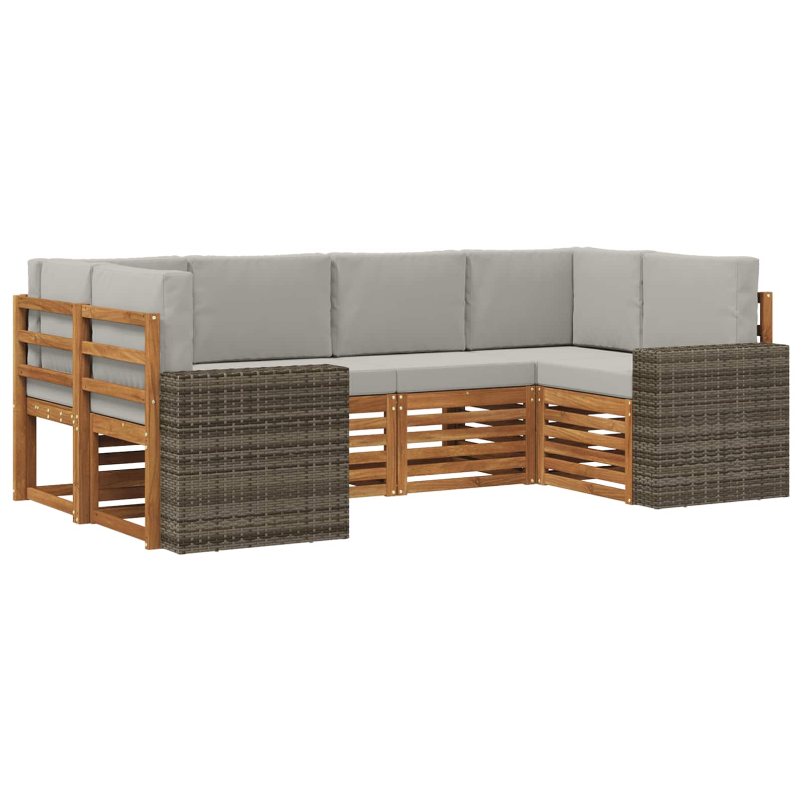 Ensemble de canapé d'angle 6 pcs Naturel et gris clair