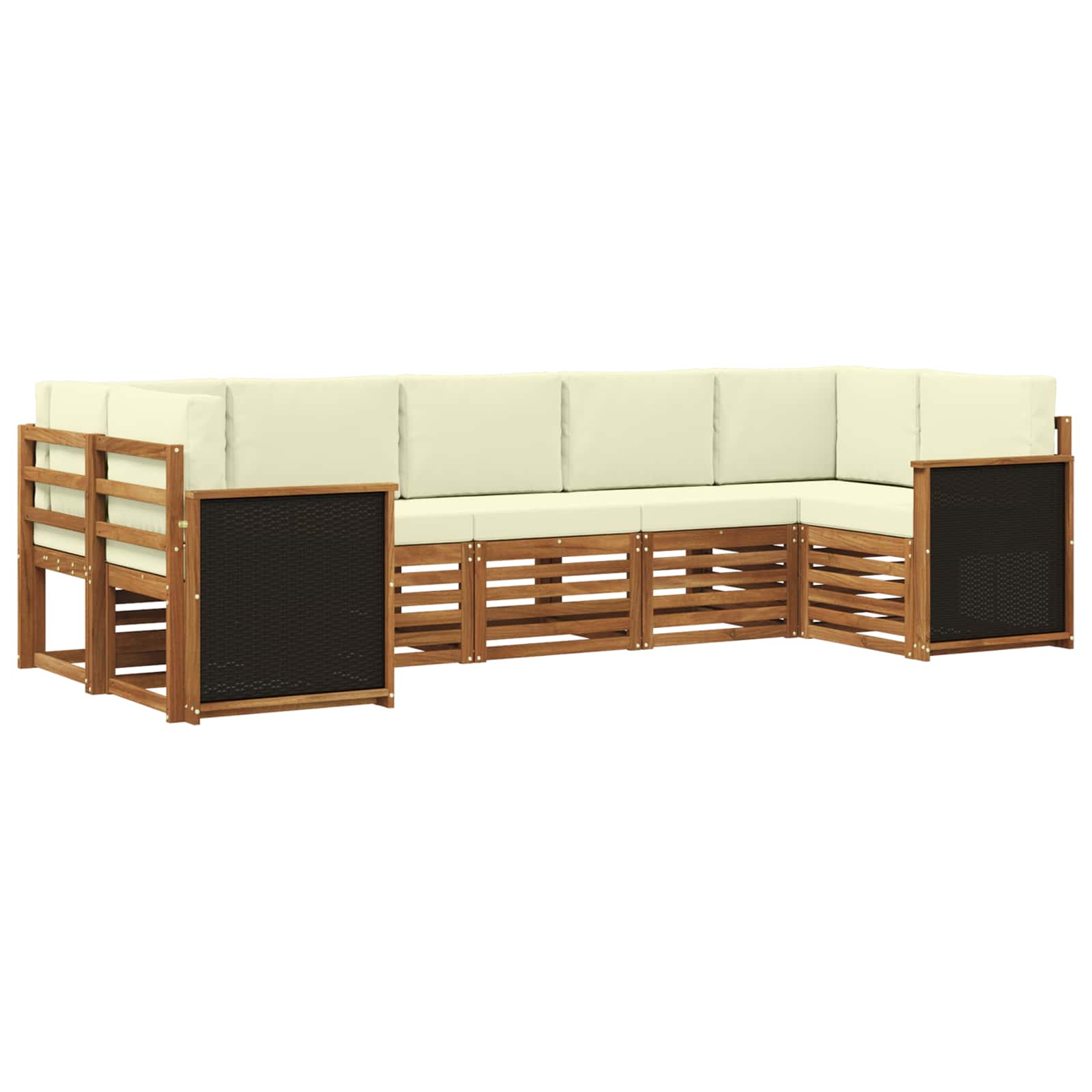 Ensemble de canapé d'angle avec coussin 6 pcs Naturel et Crème - XIOS
