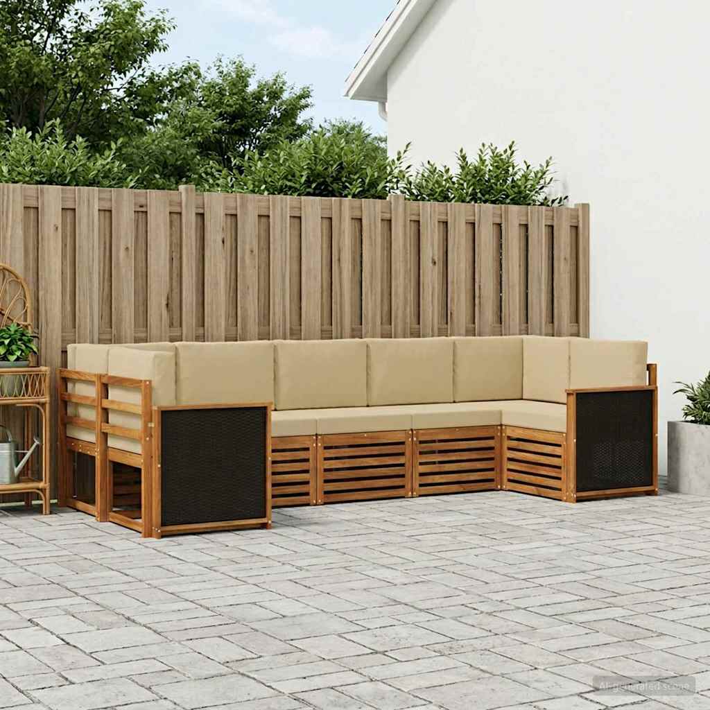 Ensemble de canapé d'angle avec coussin 6 pcs Naturel - XIOS