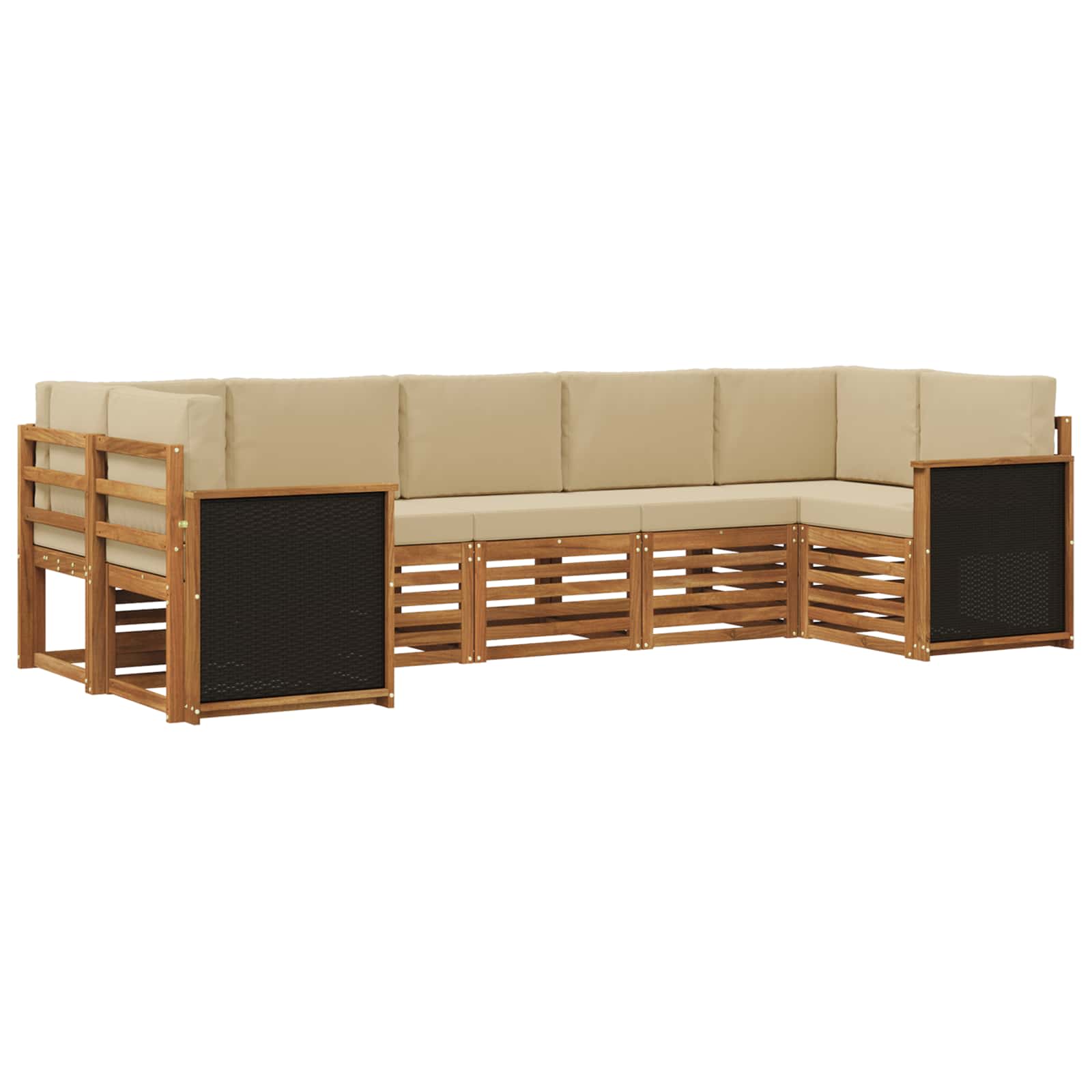 Ensemble de canapé d'angle avec coussin 6 pcs Naturel - XIOS