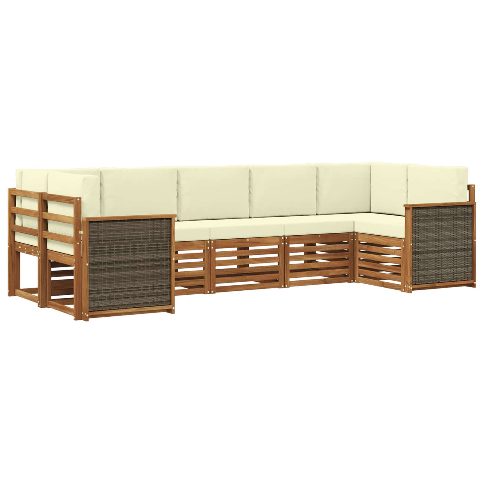Ensemble de canapé d'angle avec coussin 6 pcs Naturel et Crème - XIOS