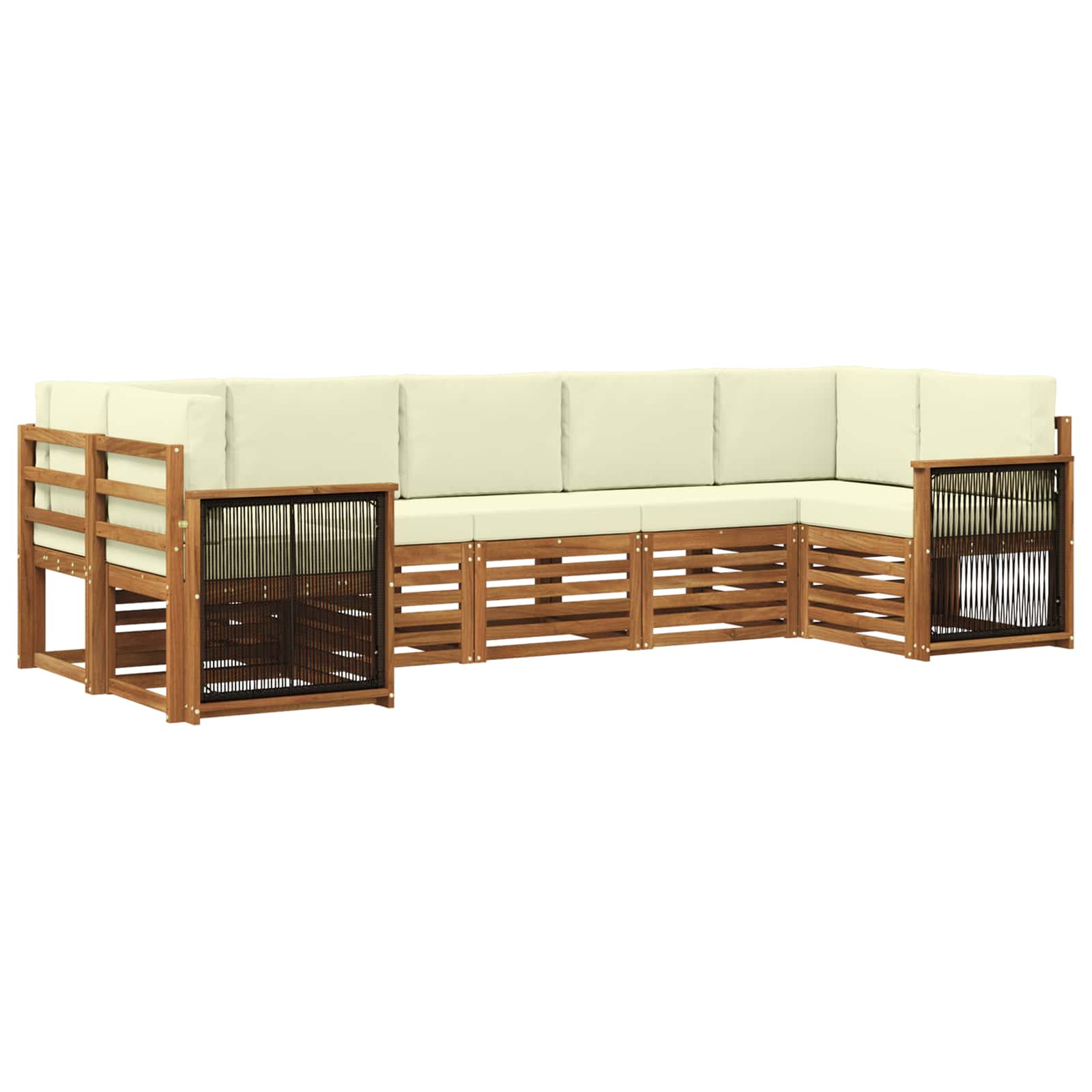 Ensemble de canapé d'angle avec coussin 6 pcs Naturel et Crème - XIOS