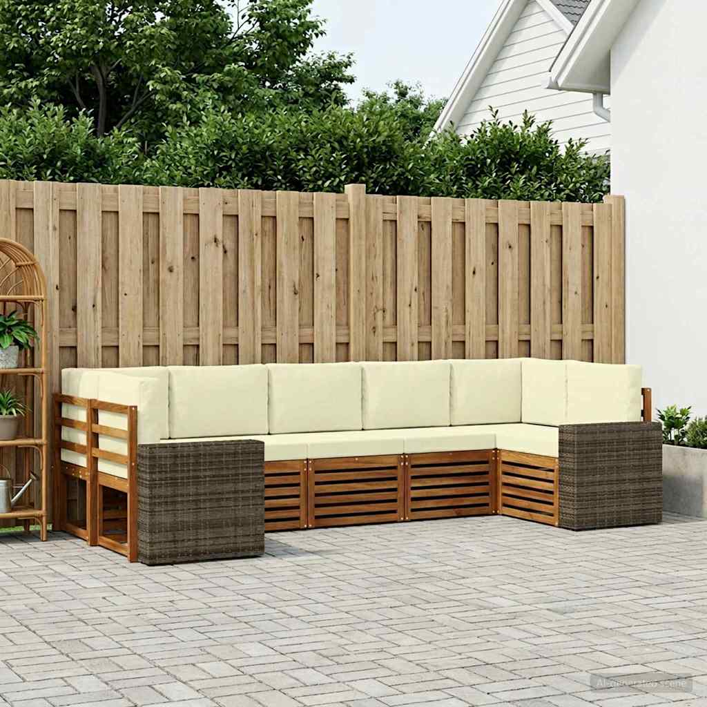 Ensemble de canapé d'angle 7 pcs Naturel et Crème Polyester - XIOS