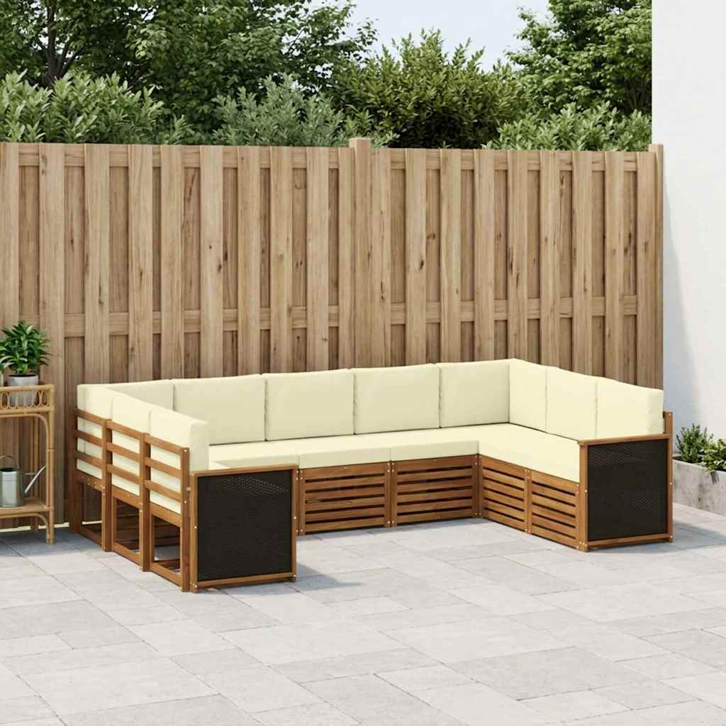 Ensemble de canapé d'angle avec coussin 7 pcs Naturel et Crème - XIOS