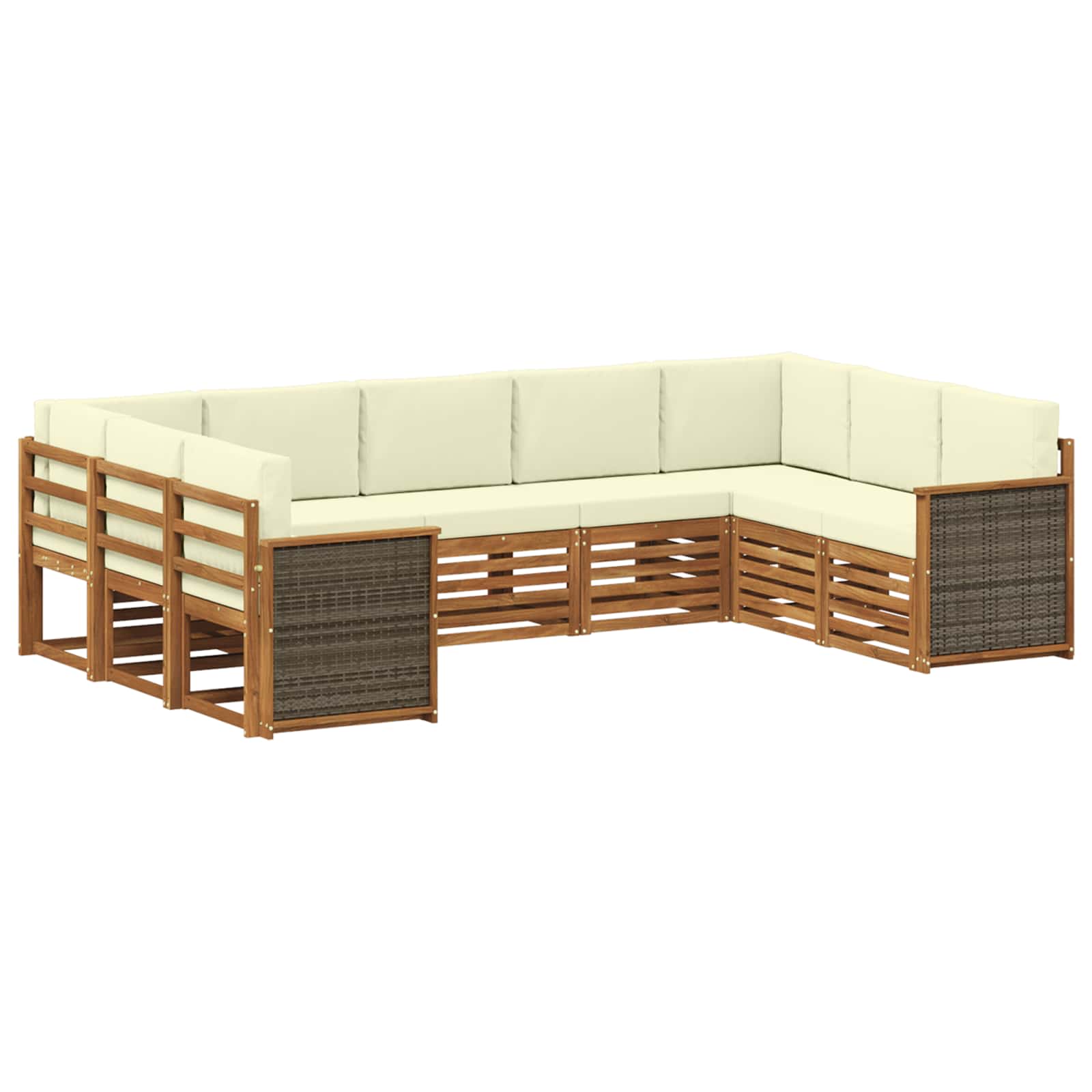 Ensemble de canapé d'angle avec coussin 7 pcs Naturel et Crème - XIOS