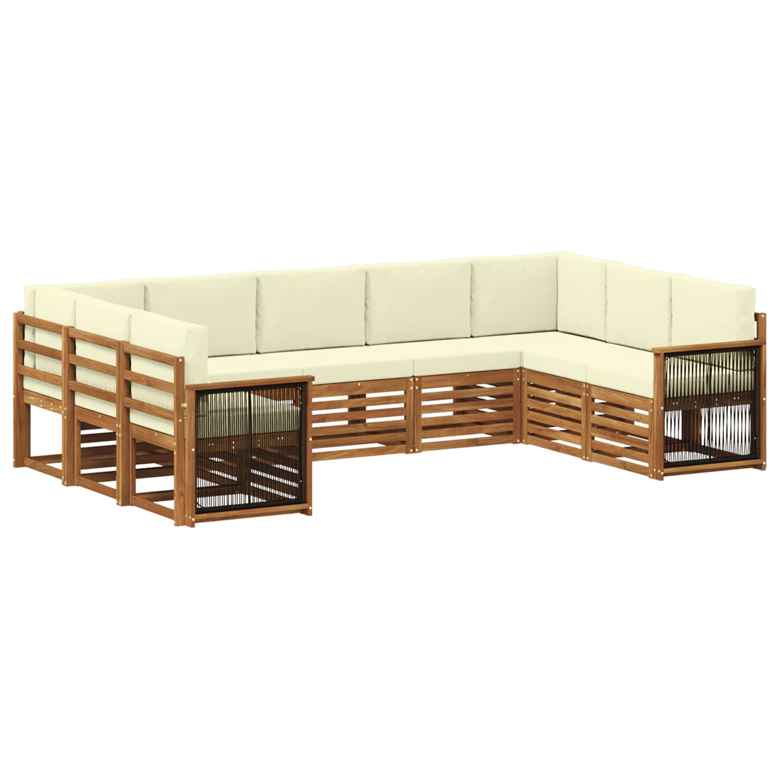 Ensemble de canapé d'angle avec coussin 7 pcs Naturel et Crème