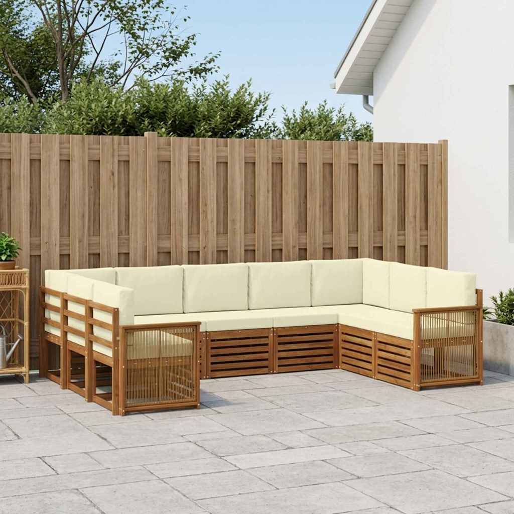 Ensemble de canapé d'angle avec coussin 7 pcs Naturel et Crème