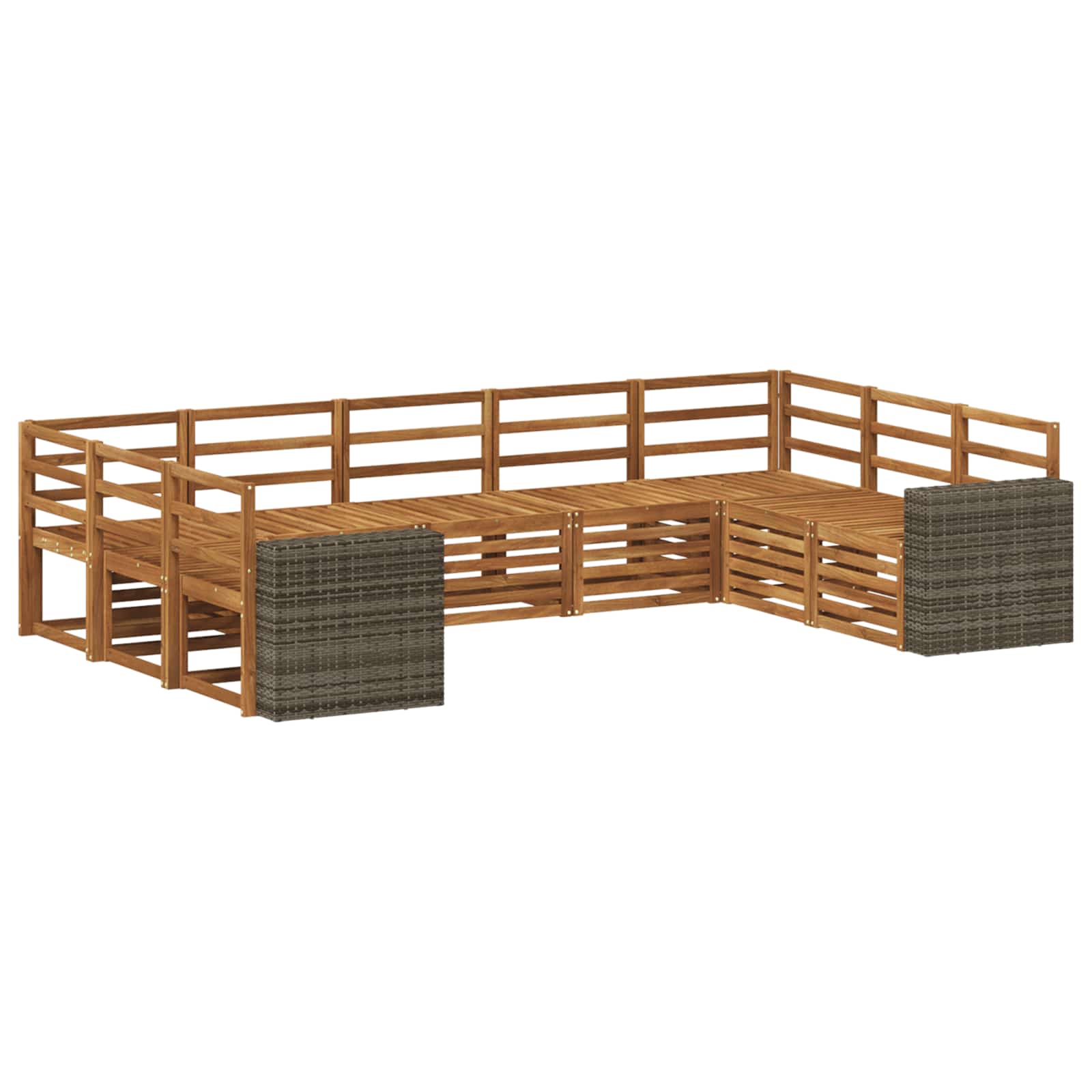 Ensemble de canapé d'angle 9 pcs Naturel Bois d'Acacia Massif - XIOS