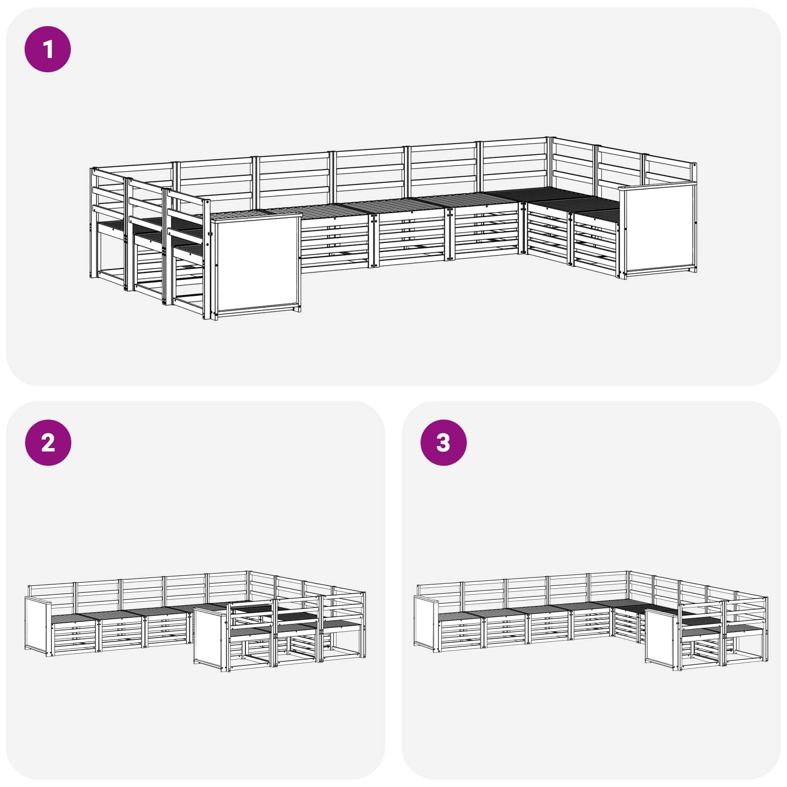 Ensemble de canapé d'angle 7 pcs Naturel Bois d'Acacia Massif - XIOS