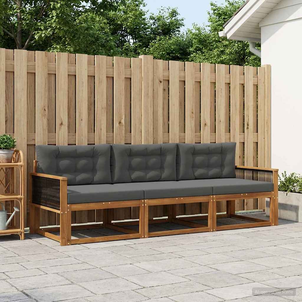 Ensemble de canapés d'extérieur 3 pcs Naturel et Anthracite - XIOS