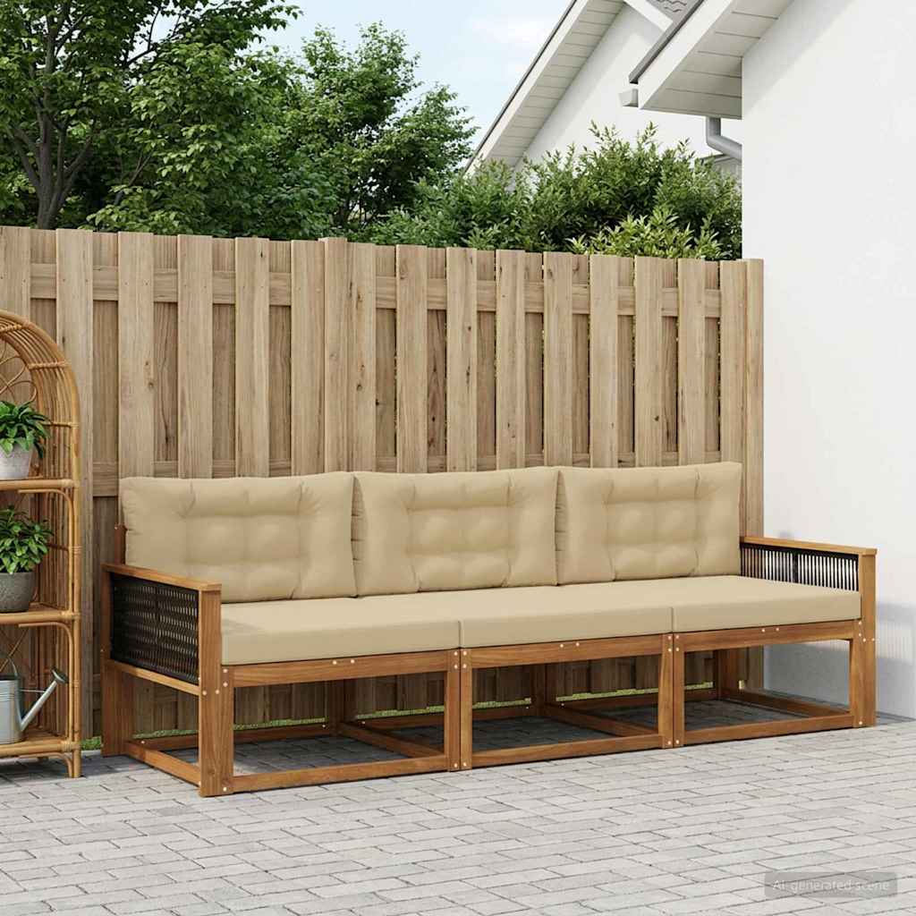 Ensemble de canapés d'extérieur 3 pcs Naturel et Beige - XIOS