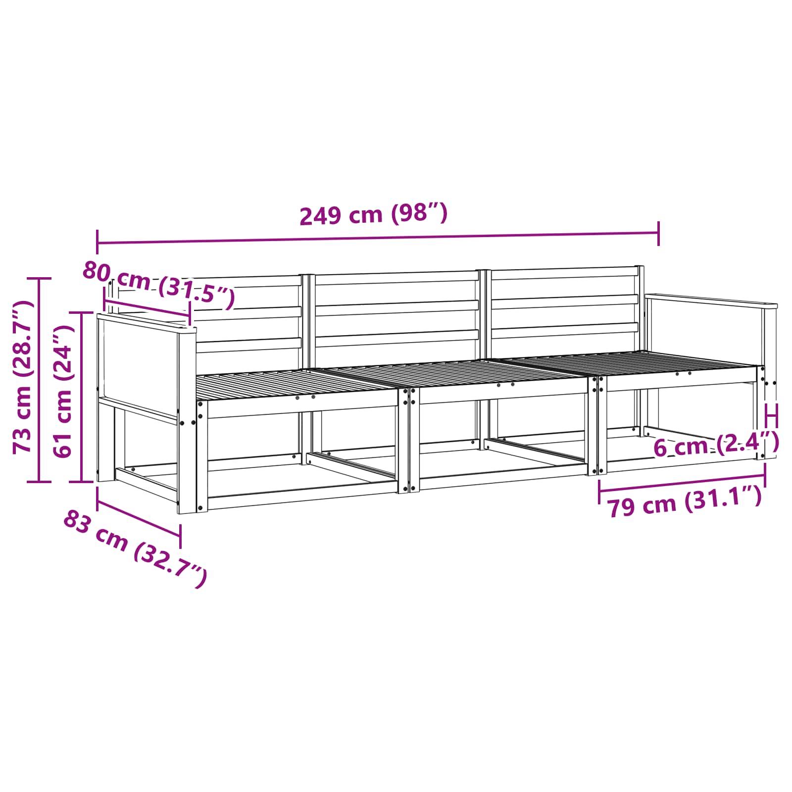 Ensemble de canapés d'extérieur 3 pcs Naturel - XIOS