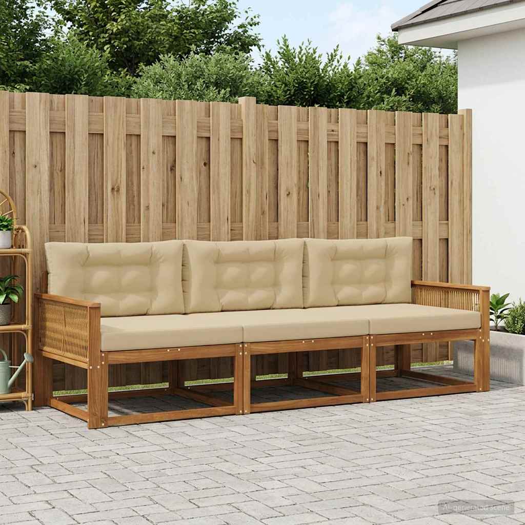 Ensemble de canapés d'extérieur 3 pcs Naturel et Beige - XIOS