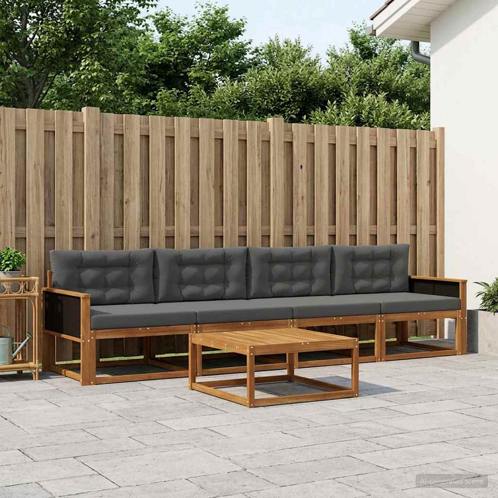 Ensemble de canapés d'extérieur 5 pcs Naturel et Anthracite - XIOS