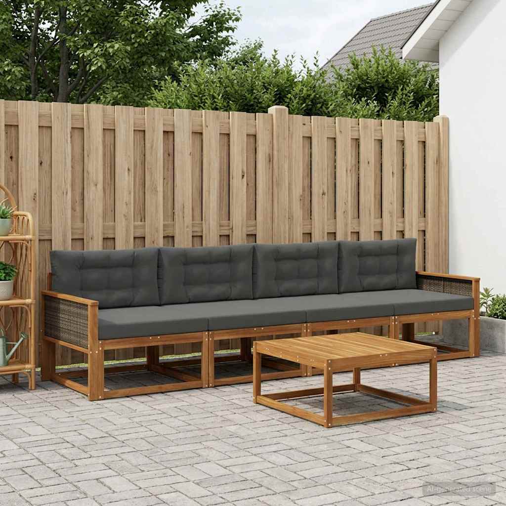 Ensemble de canapés d'extérieur 5 pcs Naturel et Anthracite - XIOS