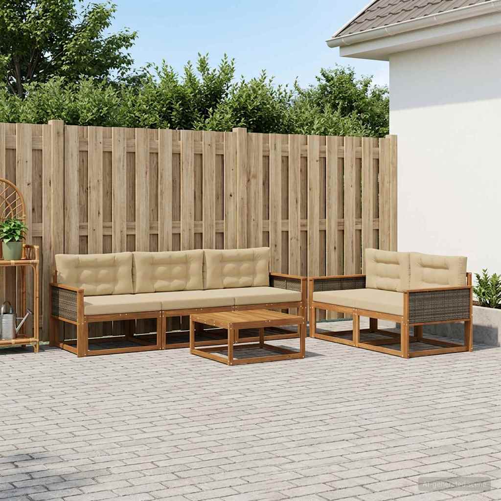 Ensemble de canapés d'extérieur 6 pcs Naturel et Beige - XIOS