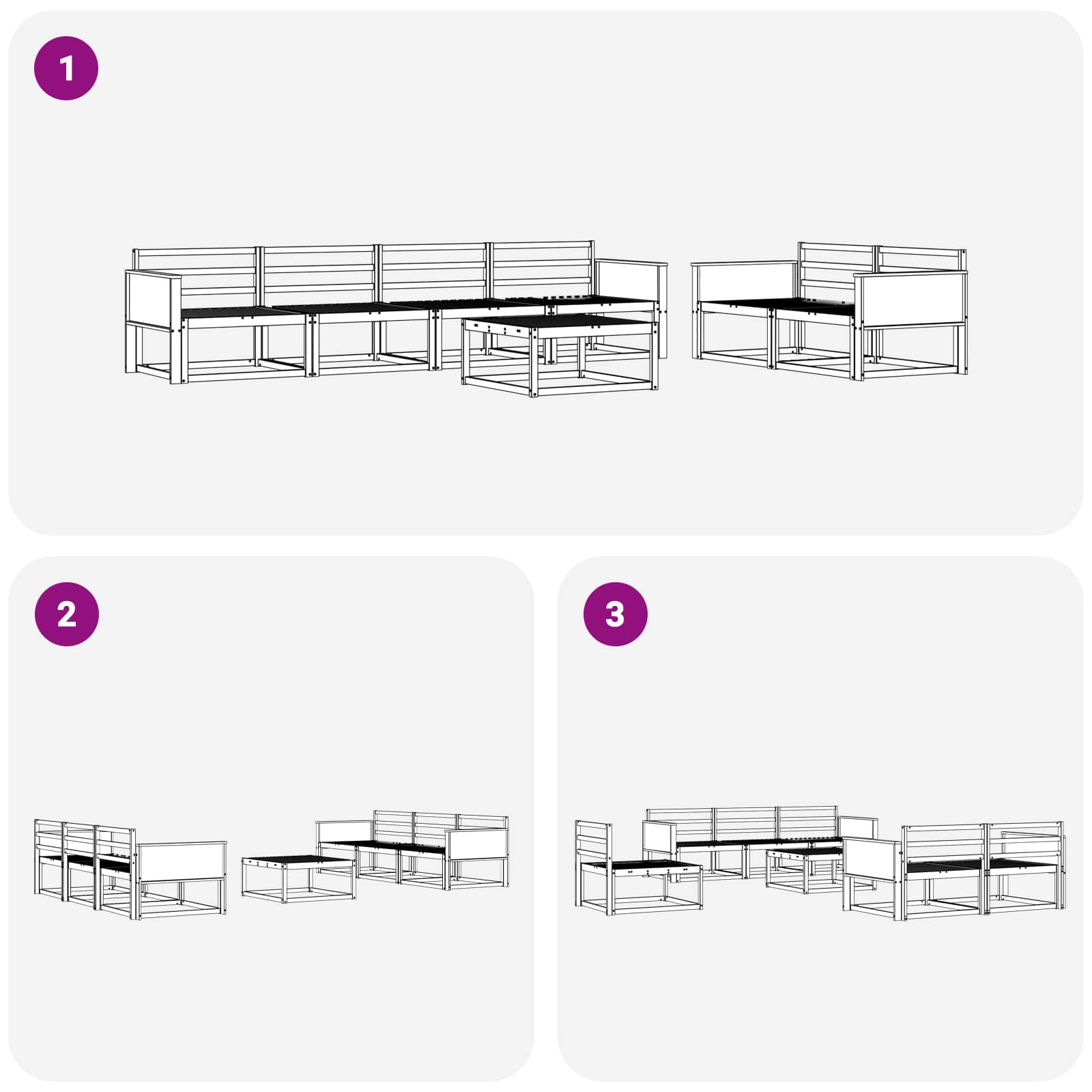 Ensemble de canapés d'extérieur 7 pcs Naturel - XIOS