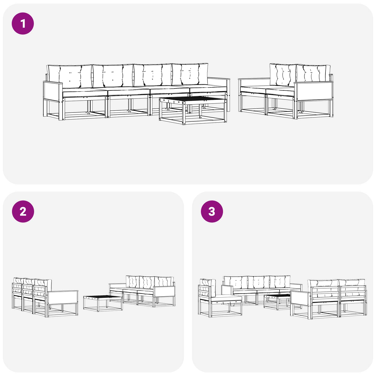 Ensemble de canapés d'extérieur 7 pcs Naturel et Beige - XIOS