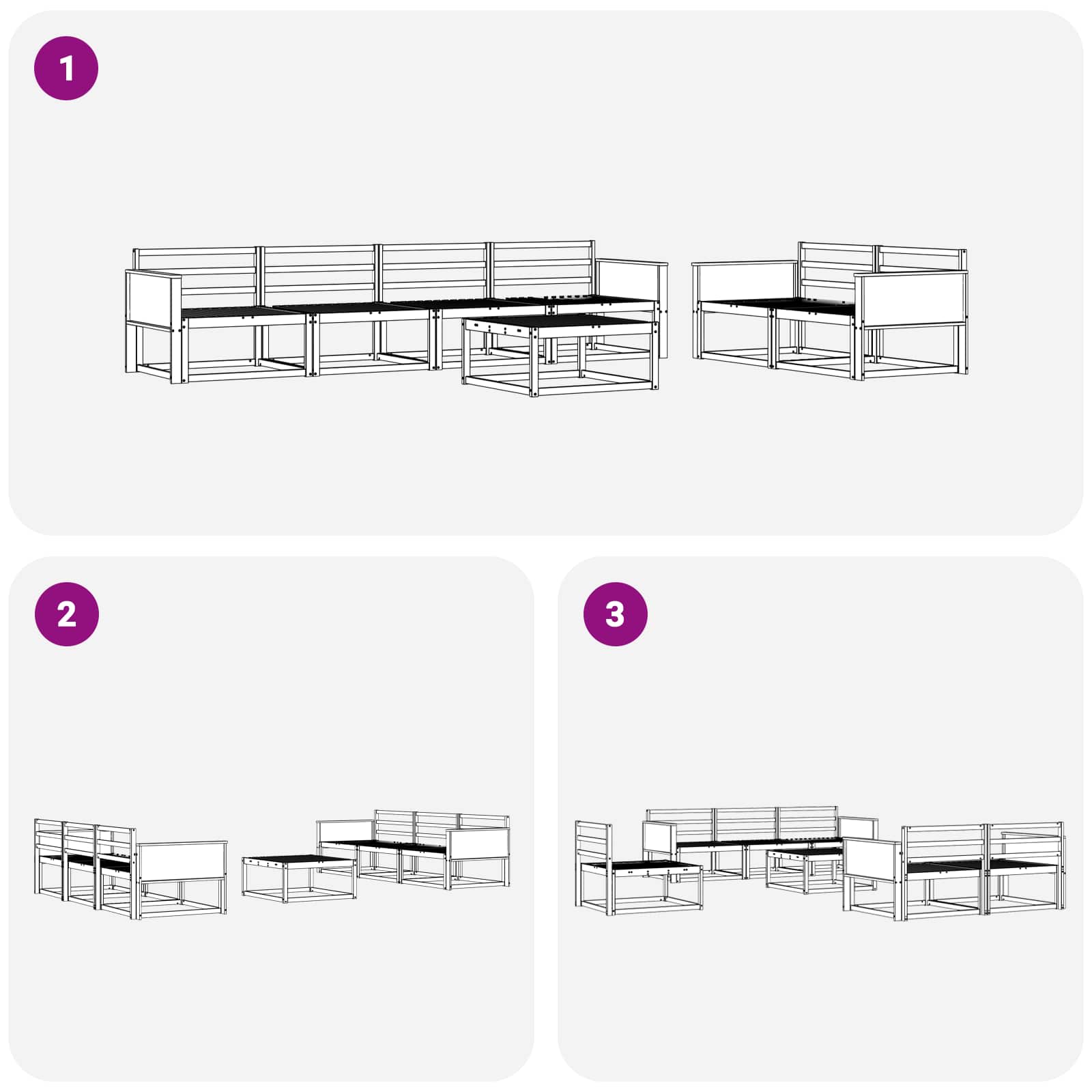 Ensemble de canapés d'extérieur 7 pcs Naturel - XIOS