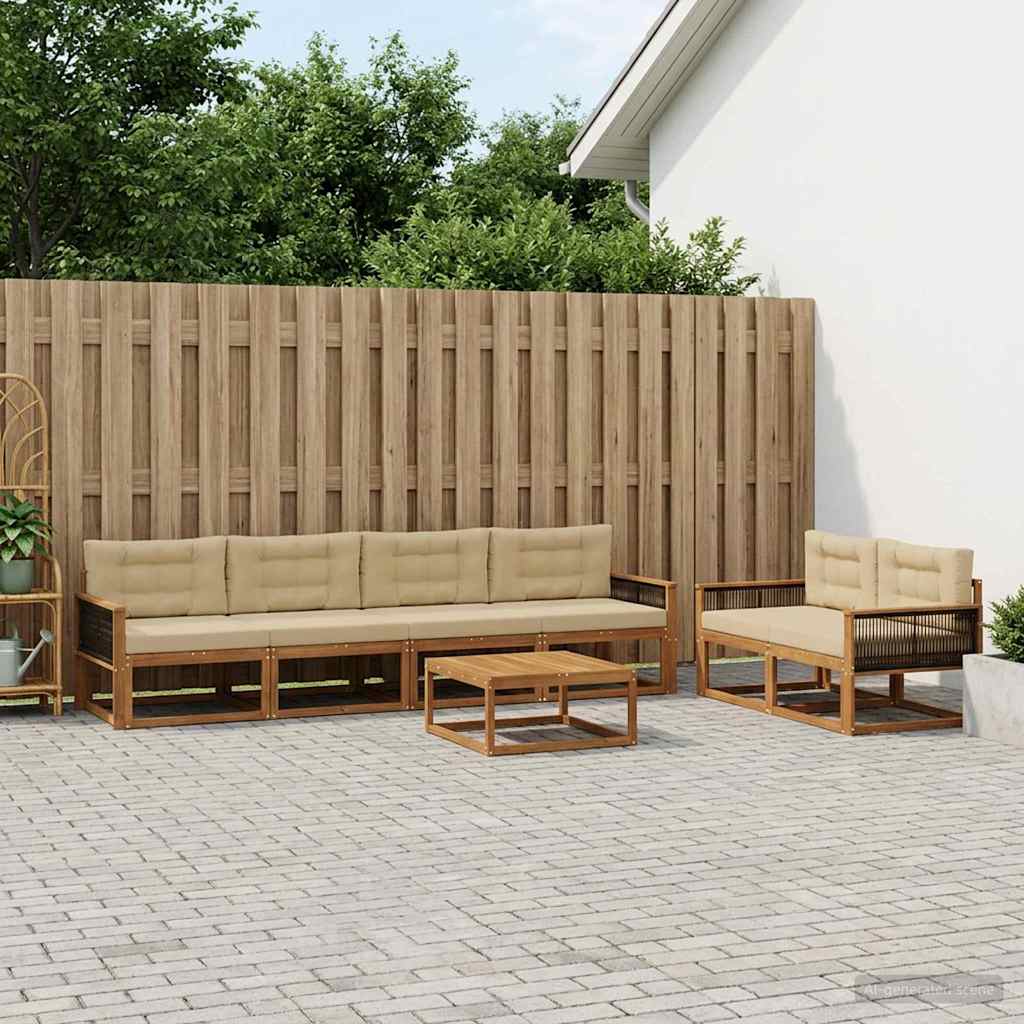 Ensemble de canapés d'extérieur 7 pcs Naturel et Beige - XIOS