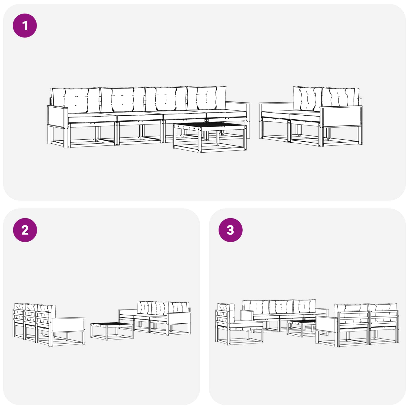 Ensemble de canapés d'extérieur 7 pcs Naturel et Beige - XIOS