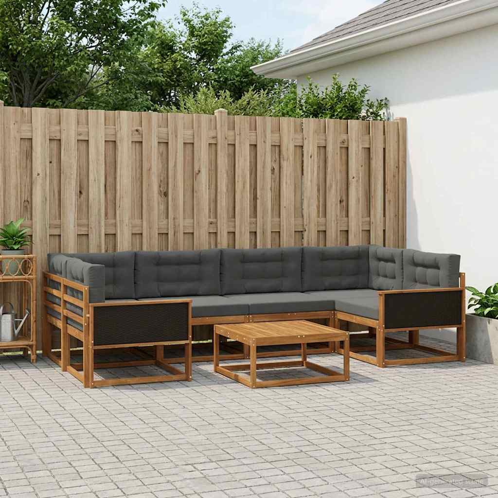 Ensemble de canapés d'extérieur 7 pcs Naturel et Anthracite - XIOS