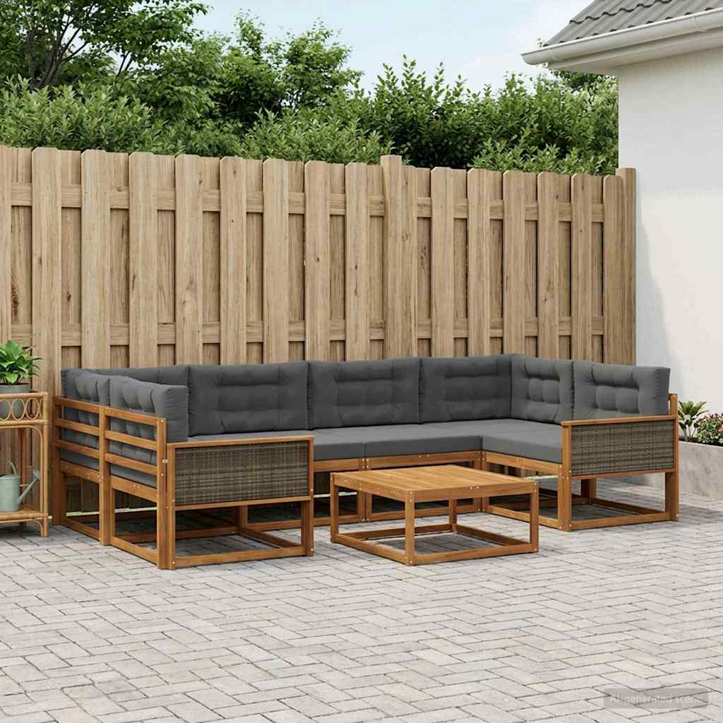Ensemble de canapés d'extérieur 7 pcs Naturel et Anthracite - XIOS