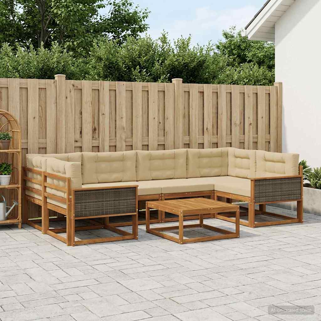 Ensemble de canapés d'extérieur 7 pcs Naturel et Beige - XIOS