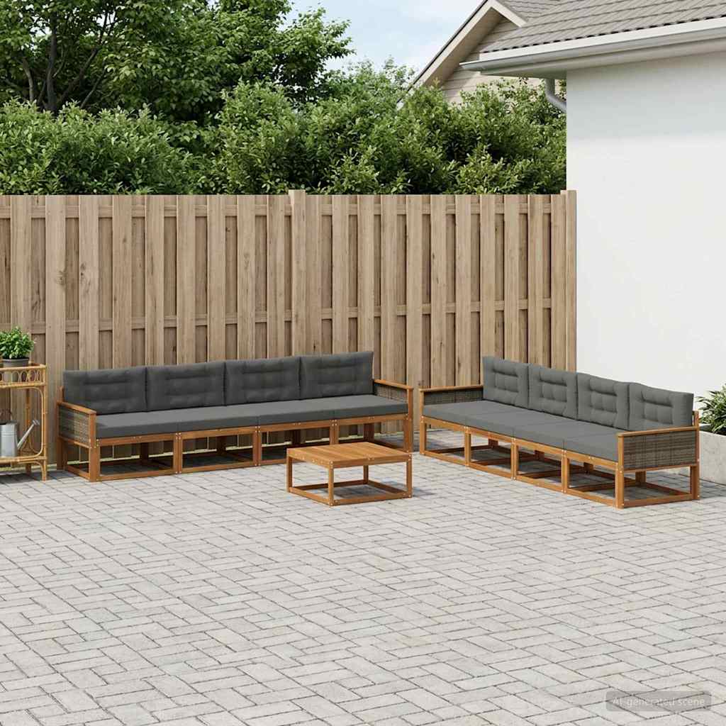 Ensemble de canapés d'extérieur 9 pcs Naturel et Anthracite - XIOS
