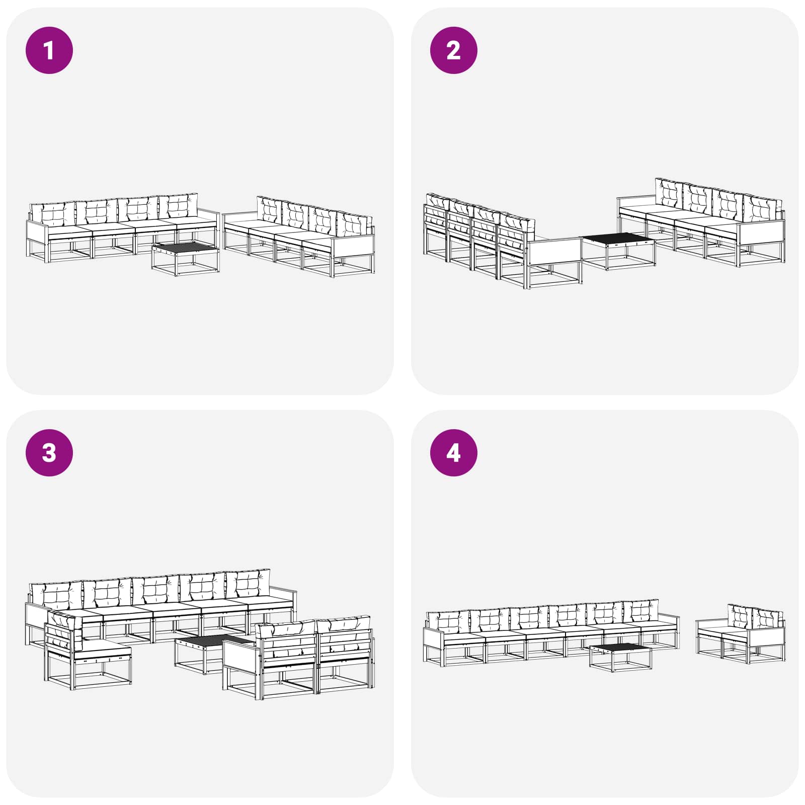 Ensemble de canapés d'extérieur 9 pcs Naturel et Beige - XIOS