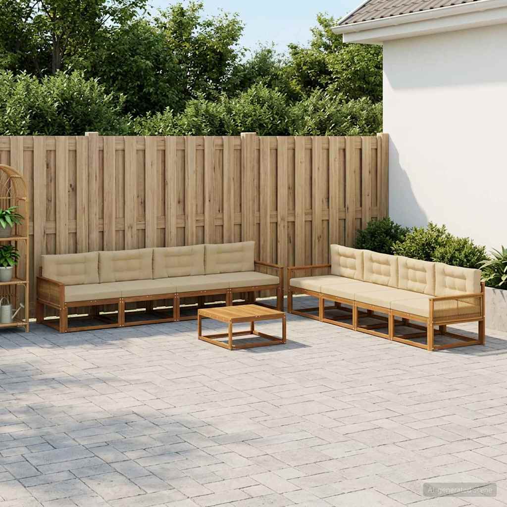 Ensemble de canapés d'extérieur 9 pcs Naturel et Beige - XIOS